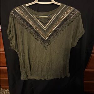 Olive Green Embellished Women's Top